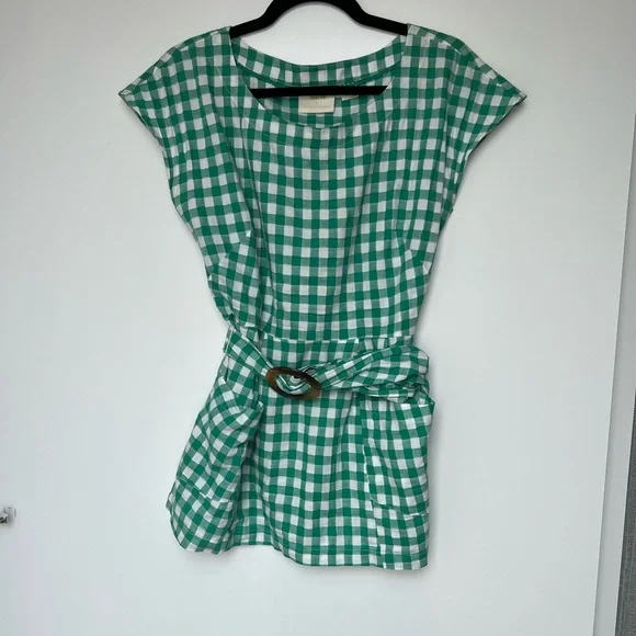 Anthropologie - Green Gingham Blouse - Size 6 - Picture 13 of 15